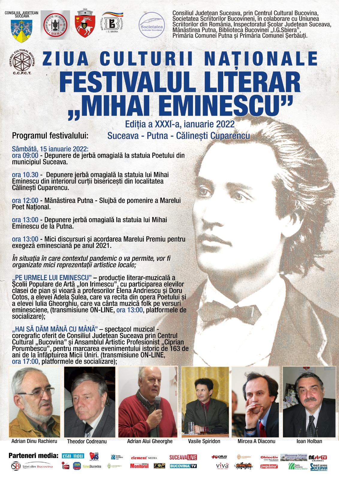 Since drive Competitive Festivalul literar „Mihai Eminescu”- ediția a XXXI-a, ianuarie 2022 |  Suceava News Online